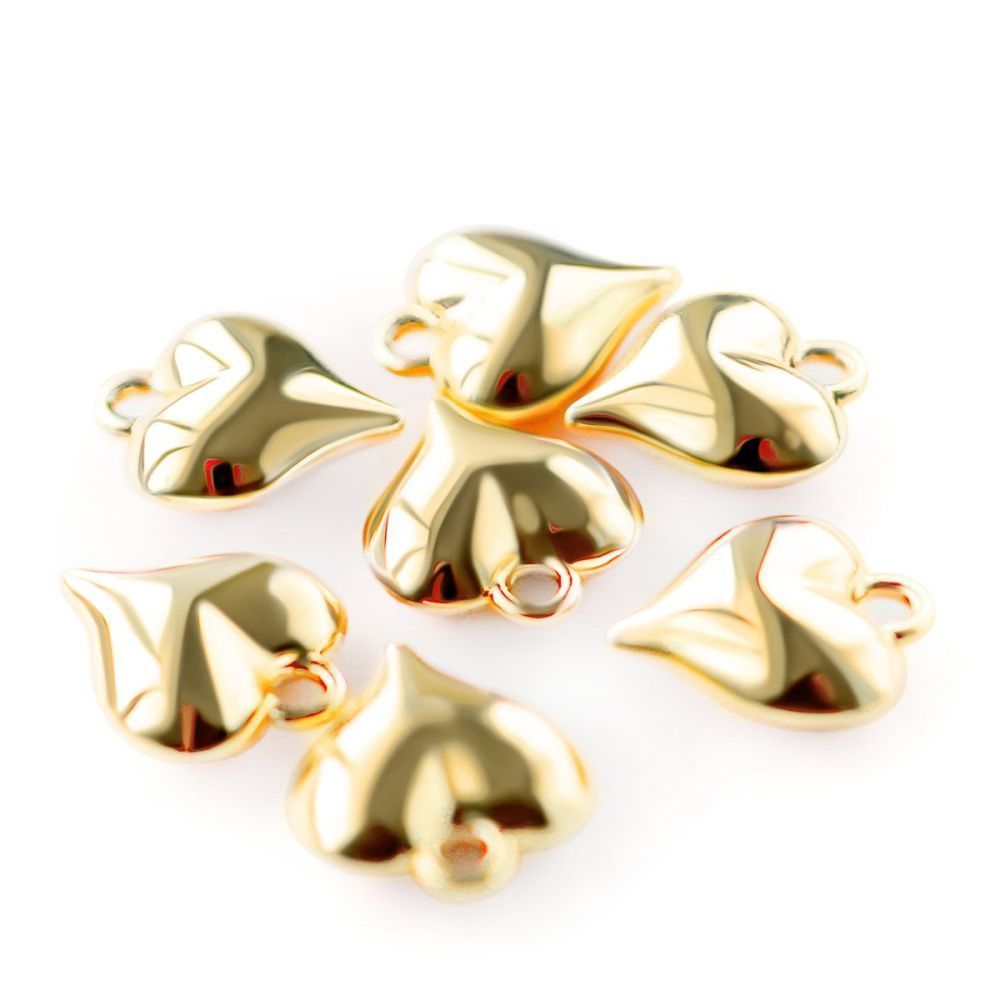 подвеска металл "сердечко 3д", цвет золото, 16x14x6 мм