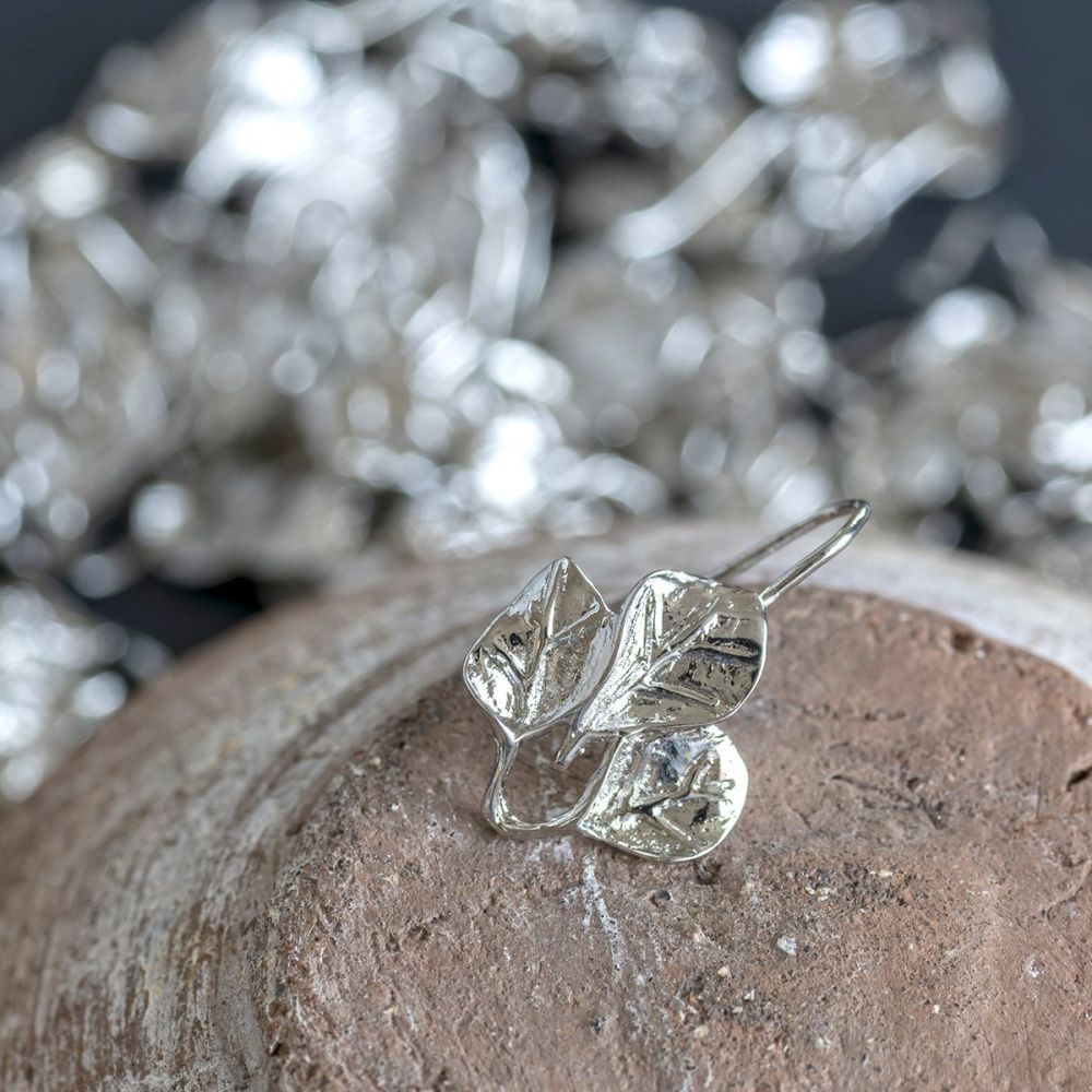 швензы "листва", цвет платина, 20x14.5x2 мм