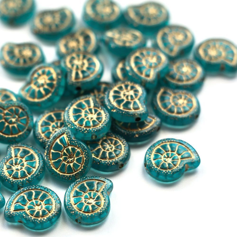 бусина, акрил "раковина", цвет бирюзовый, 18.3x15.5x5.5 мм