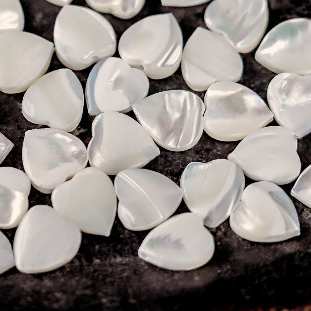 бусина из ракушки, "сердечко", цвет сливочный, 8x8x3-4 мм