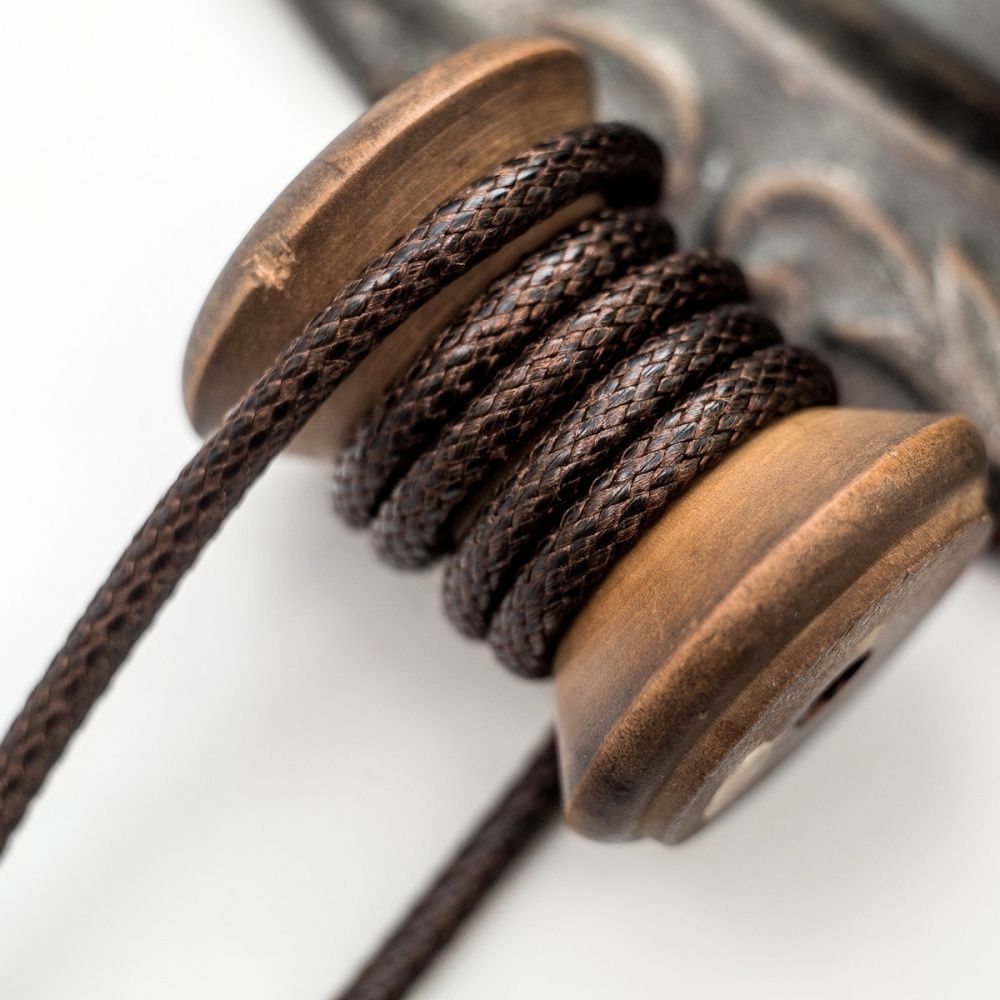 шнур вощеный, цвет черно-коричневый, 5 мм