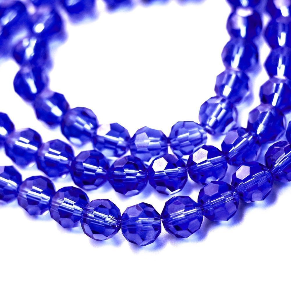 бусина, стекло 6, граненая, цвет синий, 6 мм