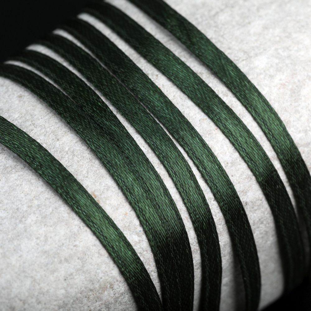 лента, атлас, цвет темно-зеленый, ширина 3 мм ленты