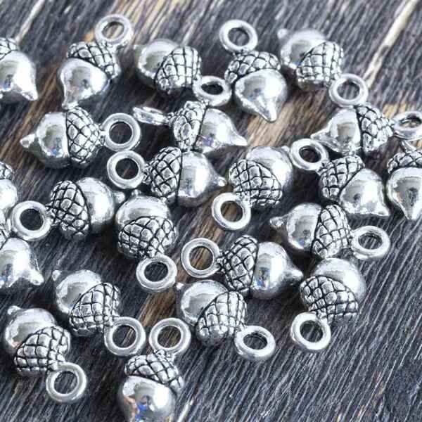 подвеска металлическая "желудь-мини", цвет античное серебро, 14x7x6 мм