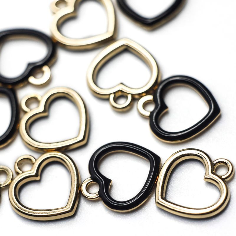 подвеска металлическая "сердечко", эмаль, цвет черный, 14x13x1.6 мм