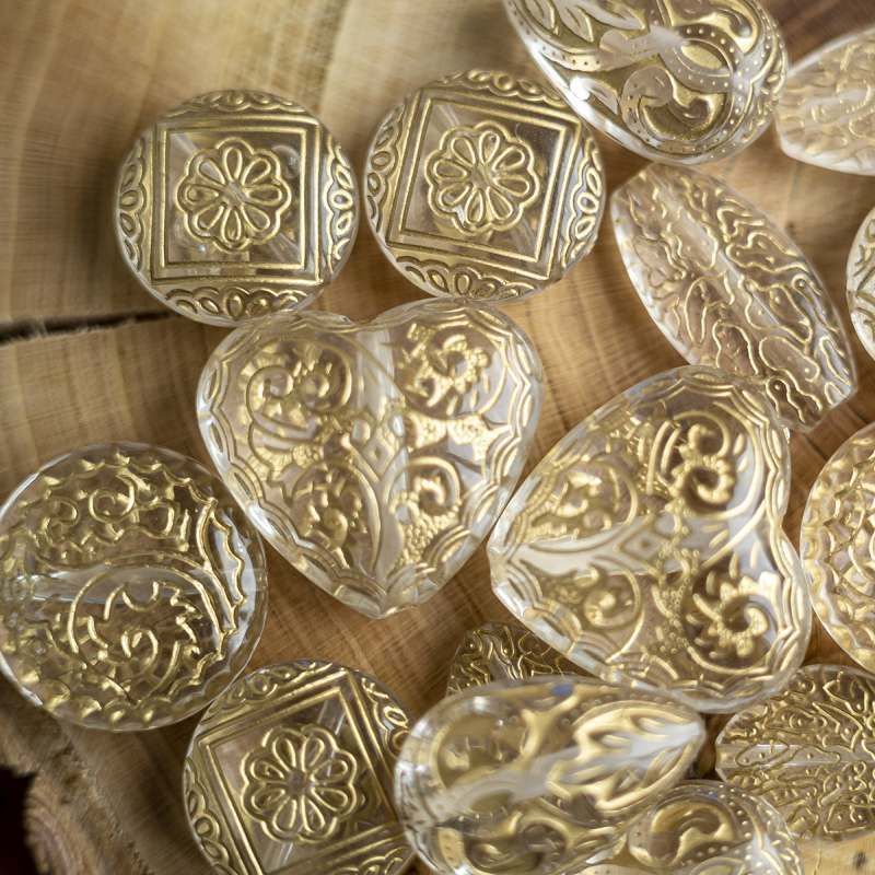 микс акриловый разной формы "золотой ажур", цвет прозрачный