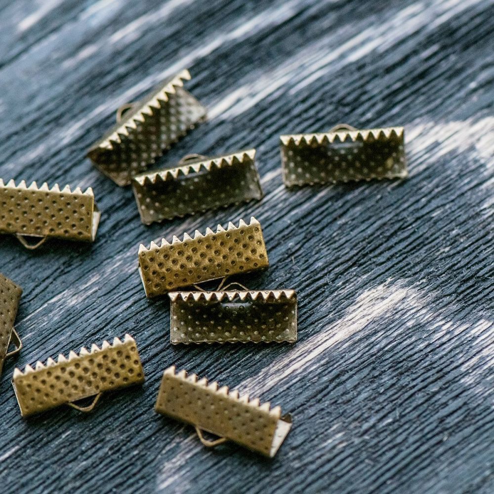 зажим для ленты, цвет античная бронза, 16x8x5 мм