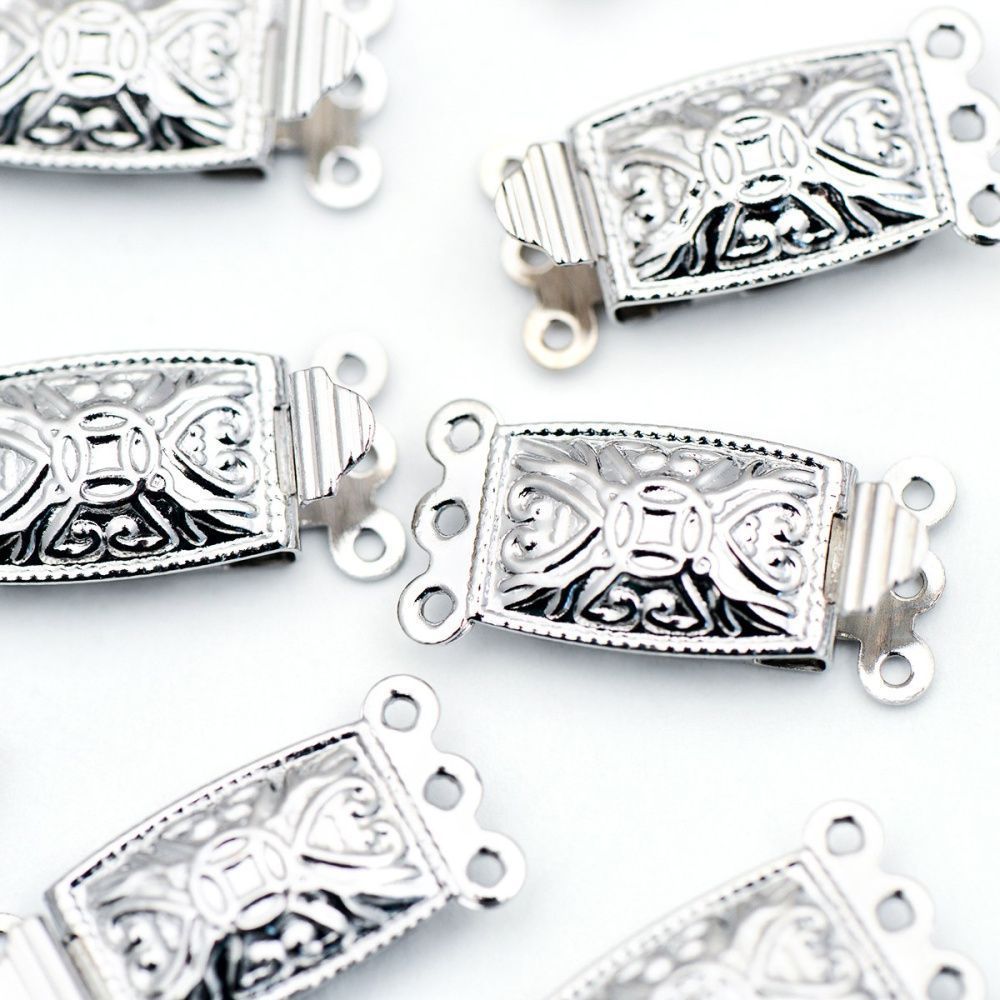 замочек мульти-стренд, цвет платина, 21x10x5 мм