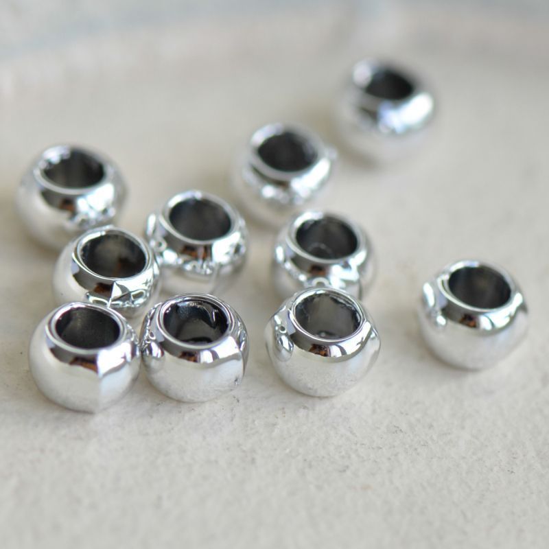 ес бусина металл "барабан", цвет платина, 6.5x5 мм