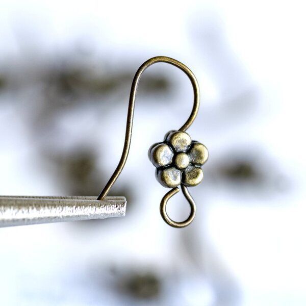 швензы "цветок", цвет античная бронза, 18х18х3 мм