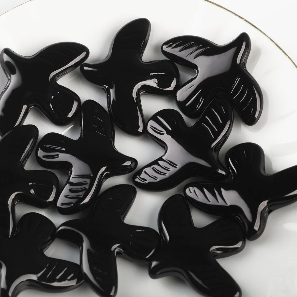 бусина, лэмпворк "голубь", стекло, цвет чёрный, 34x42x9 мм