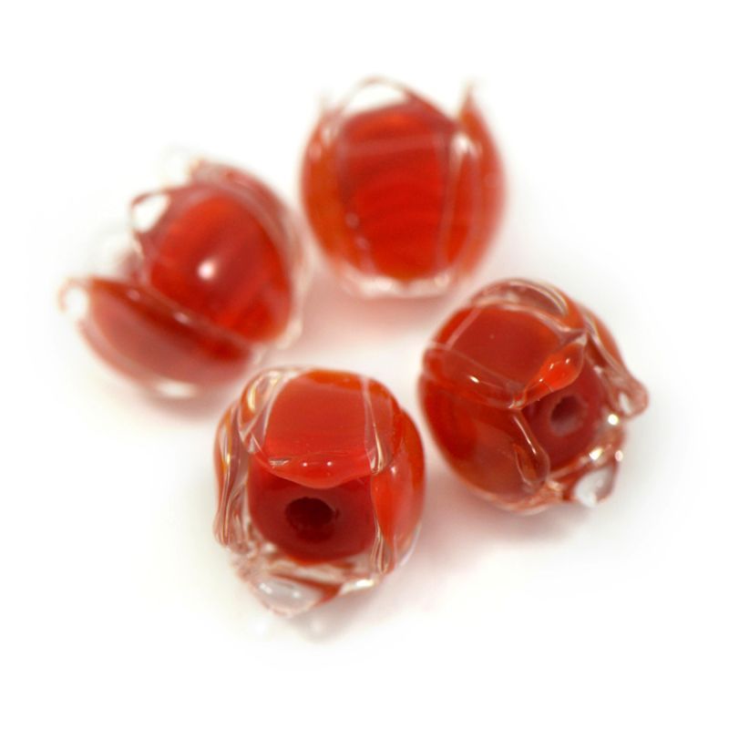 бусина, мурано "ландыш", красный, 7х7 мм