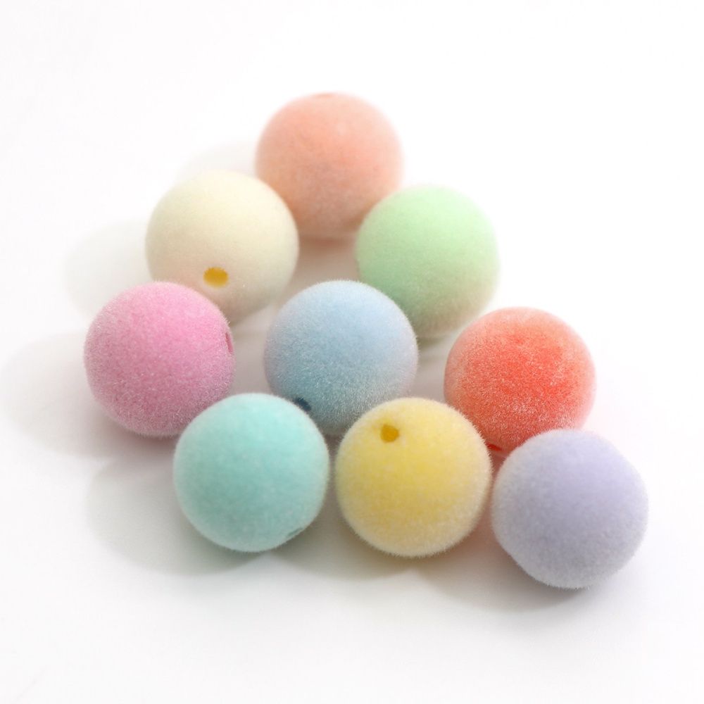 бусина, акрил "пастель-флок", цветовой микс, 14х13.5 мм