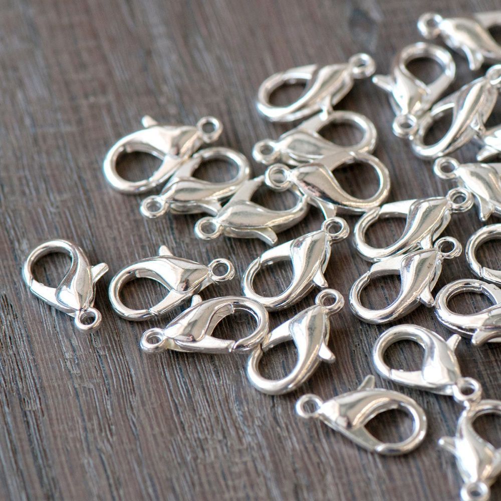 Замочки замочек-лобстер, цвет серебро, 16х8 мм