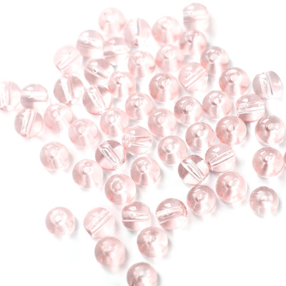 бусина, стекло 6, цвет розовый, 6 мм