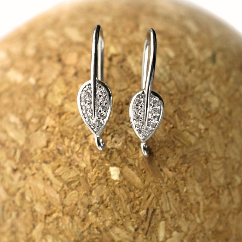 швензы "фолио", с цирконием, цвет платина, 17.5x5 мм 