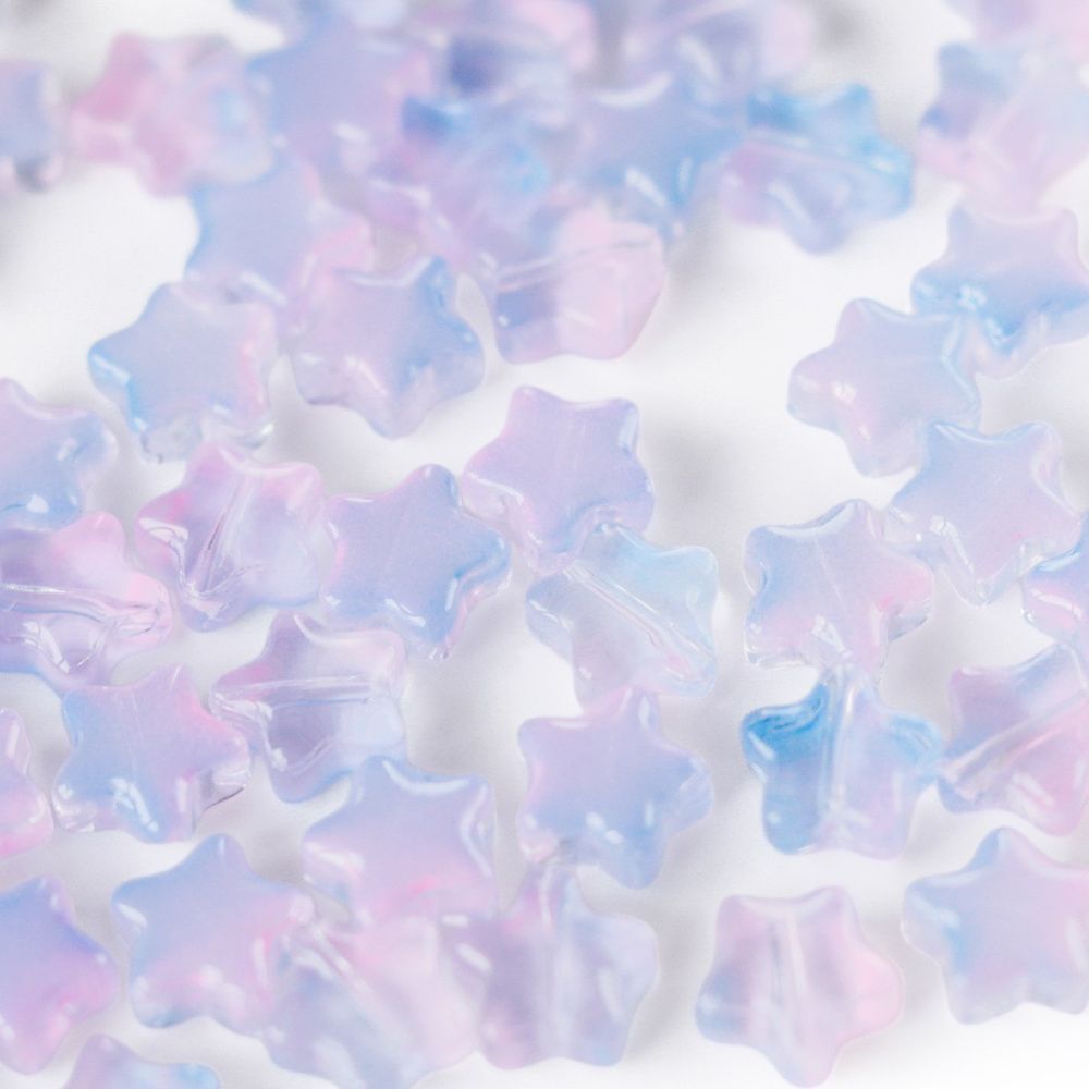 бусина "звездочка", стекло, цвет сиреневый прозрачный, 8x8.5x4 мм