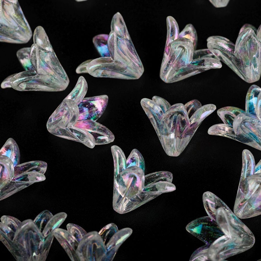 бусина, акрил "лилия", цвет прозрачный ав, 16x12 мм