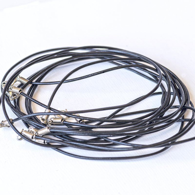 основа для ожерелья с замком, кожа, черный, 574х2 мм