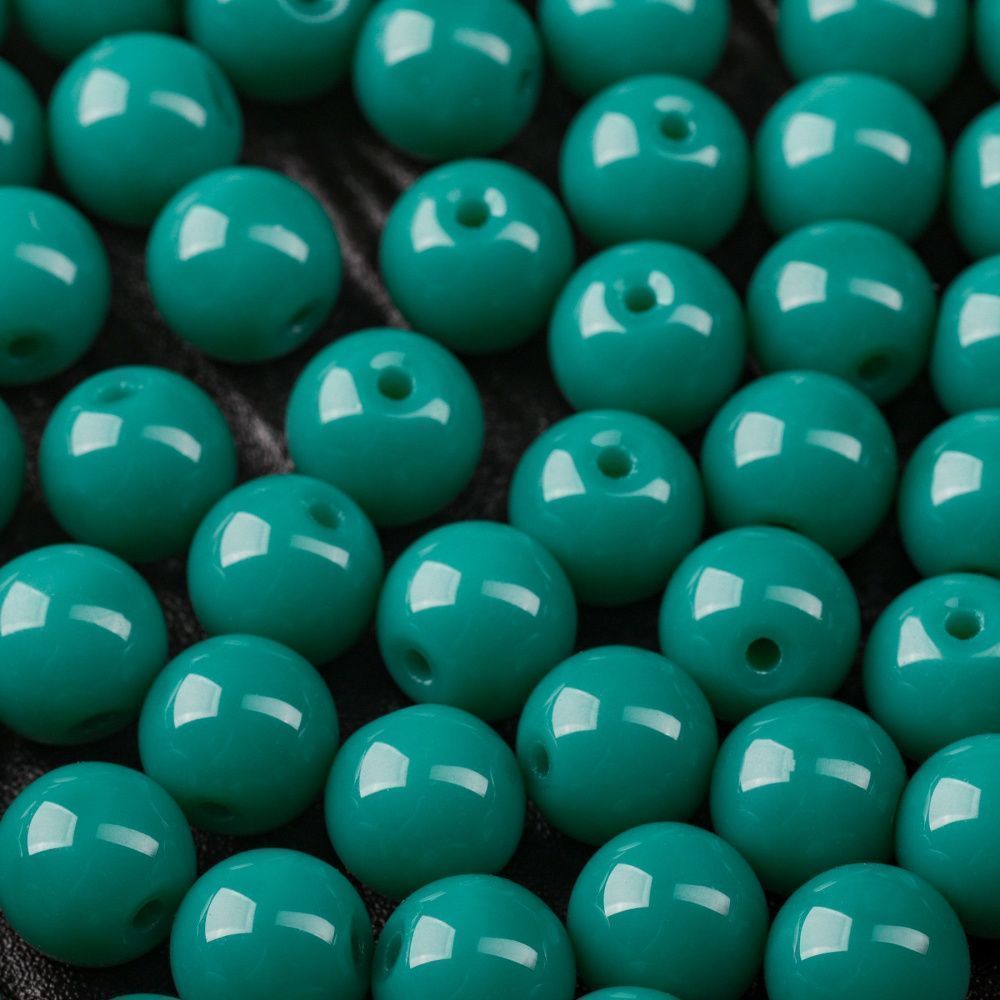 бусина, стекло 10, цвет св. малахитовый, 10 мм