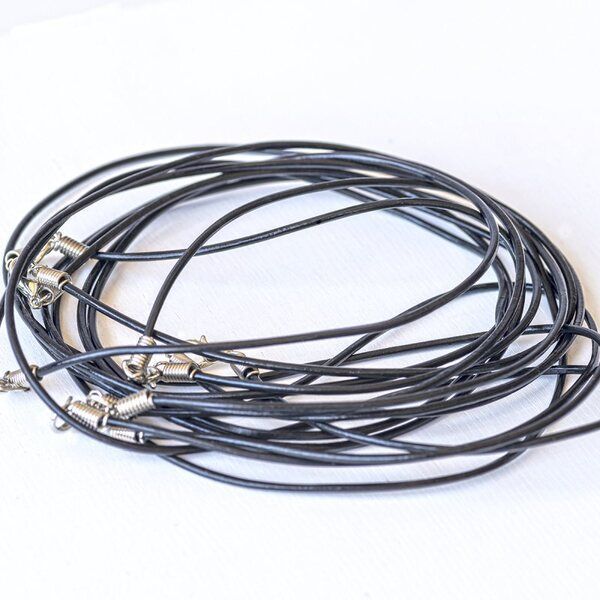 основа для ожерелья с замком, кожа, черный, 574х2 мм