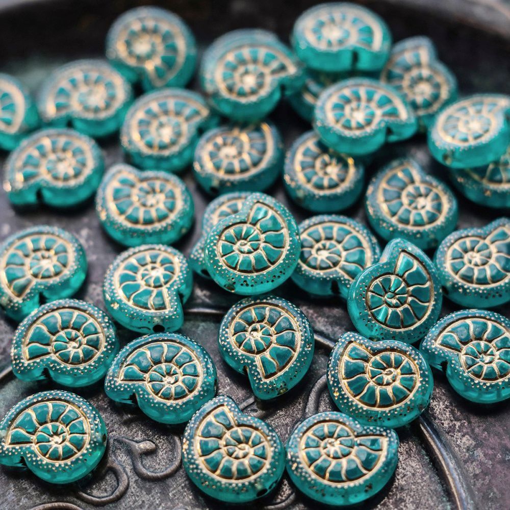 бусина, акрил "раковина", цвет бирюзовый, 18.3x15.5x5.5 мм