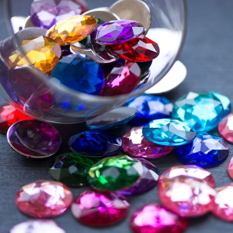 кабошон акриловый "грани", круглый, цветовой микс, 25х7 мм