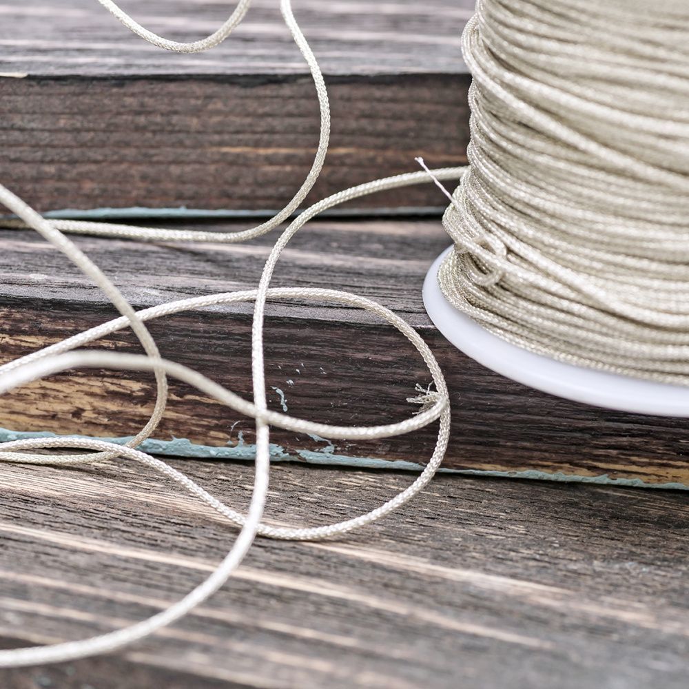 шнур нейлоновый, металлик, цвет серебро, 1 мм