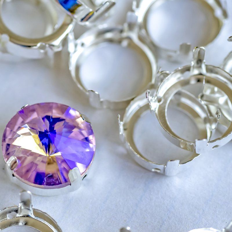 цапы для стразов круглые, открытые, серебро, 14 мм