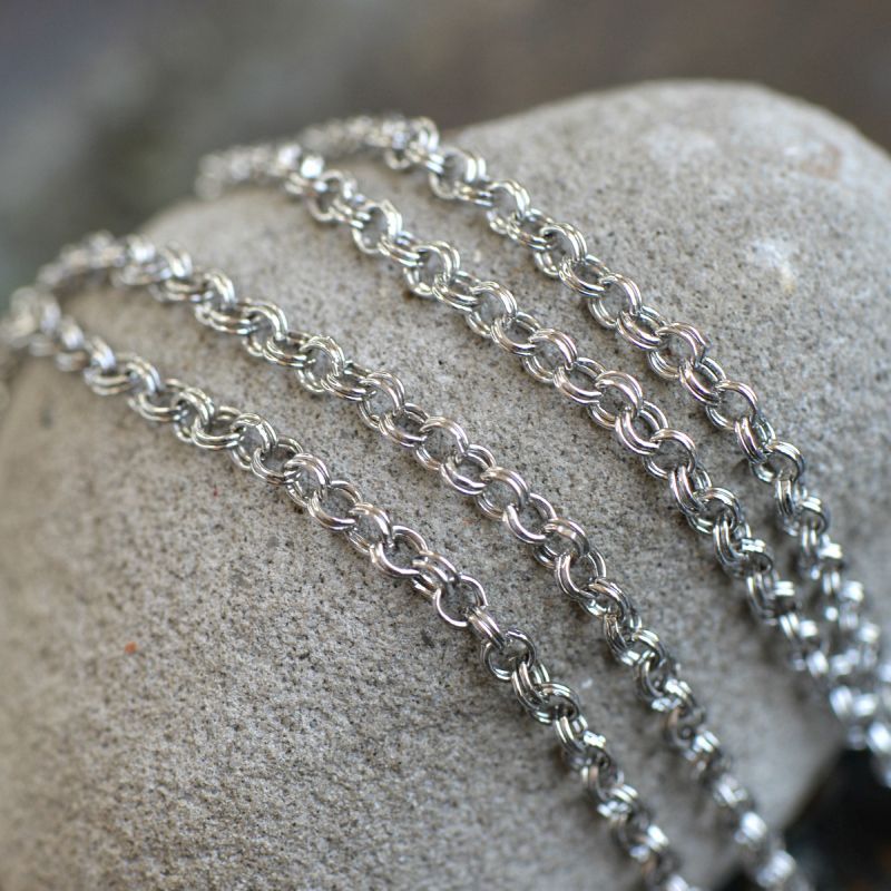 цепочка "дабл-ролл", цвет платина, звено 3.6x0.5 мм