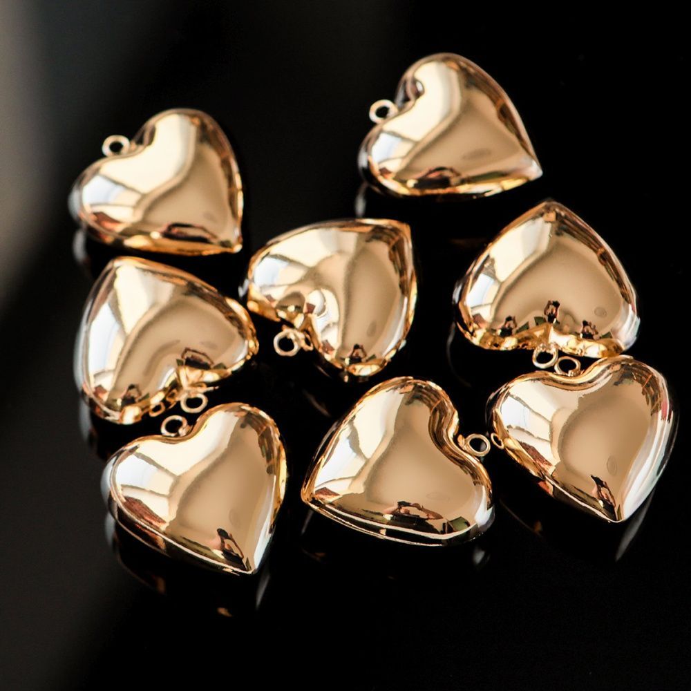 подвеска металл "сердце 3д", позолота, 36.5x35.5x17 мм