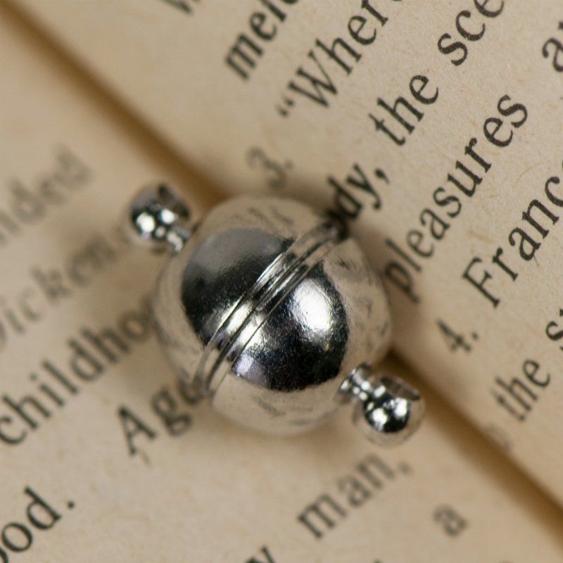 Замочки застежка магнитная "шарик", цвет платина, 16х10 мм