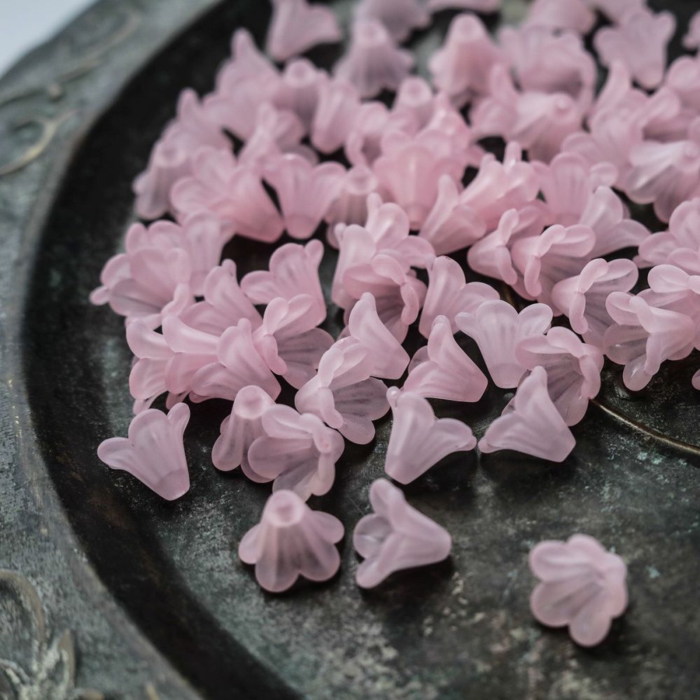 бусина, акрил "колокольчик", матовая, цвет светло-розовый, 13.5x10 мм