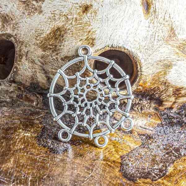 коннектор "ловец снов", цвет античное серебро,  34x28x2 мм