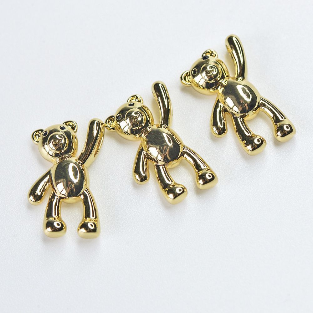 подвеска металл "мишутка", позолота, 18x10.5x4.5 мм