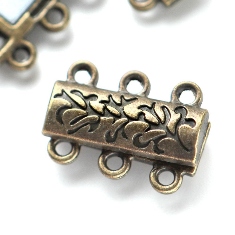 застежка "ветвь" многорядная, цвет античная бронза, 14x19x6 мм