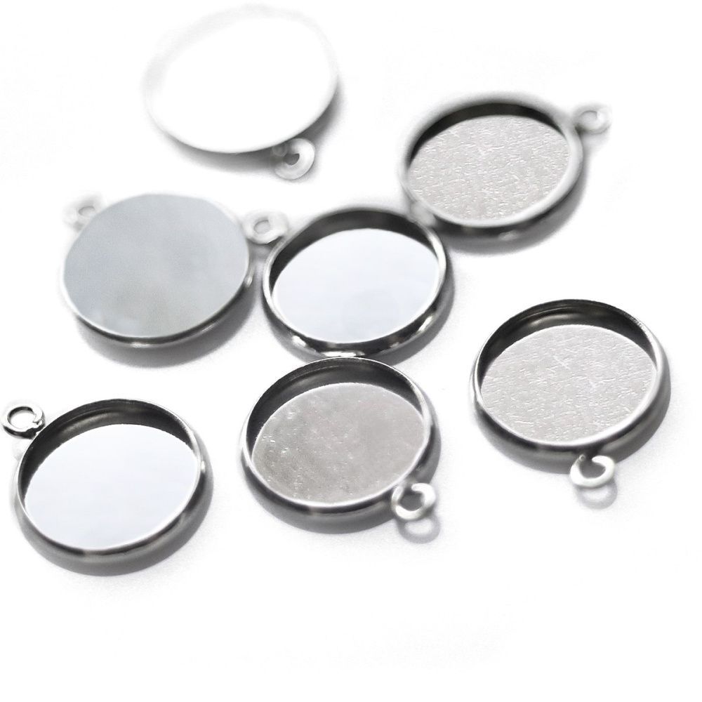 сеттинг круглый "лима", цвет платина, 17х14х2 мм