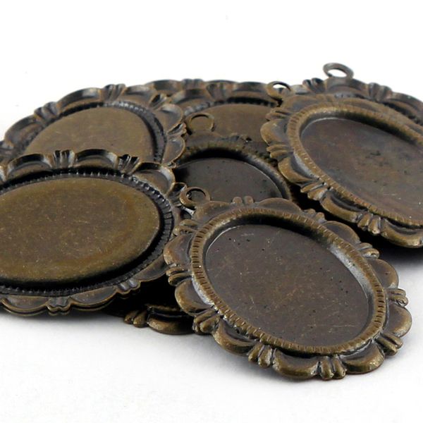 сеттинг овальный "флакс", цвет античная бронза, 20х28х1 мм