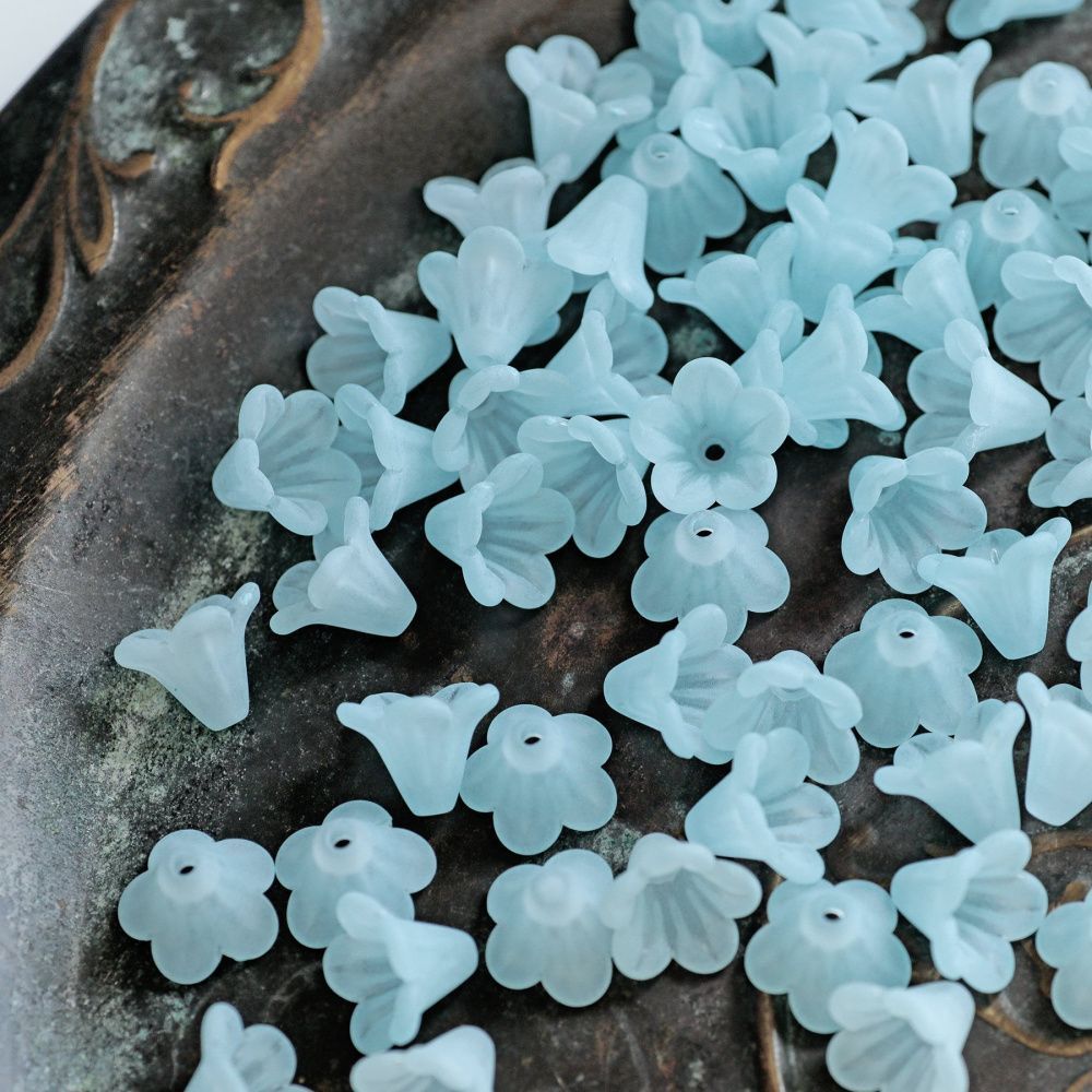 бусина, акрил "колокольчик", матовая, цвет аквамарин, 14x10 мм