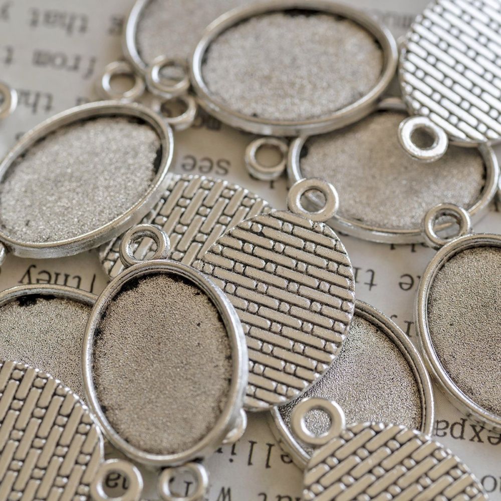 коннектор-сеттинг "овал", цвет античное серебро, 29x16x2 мм