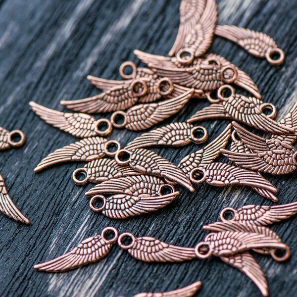 подвеска металлическая "крылышко", цвет красная медь, 16х5х1 мм