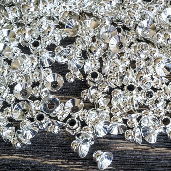 шапочка для бусин "белл", цвет серебро, 6х4 мм