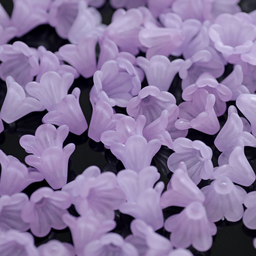 бусина, акрил "колокольчик", матовая, цвет светло-фиолетовый микс, 14x10 мм