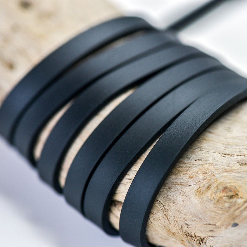 шнур резиновый, плоский, цвет черный, 6х2 мм