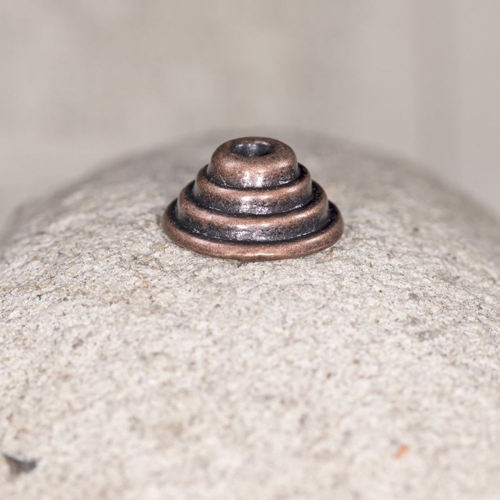 шапочка для бусин "пирамидка", цвет красная медь, 10х5 мм