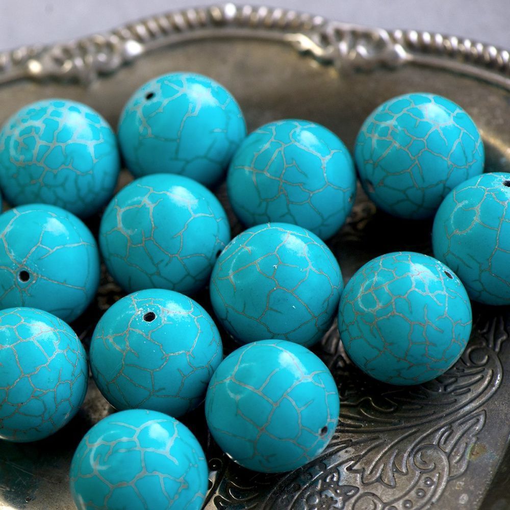 бусина говлит (хаулит), цвет античный голубой, 22 мм