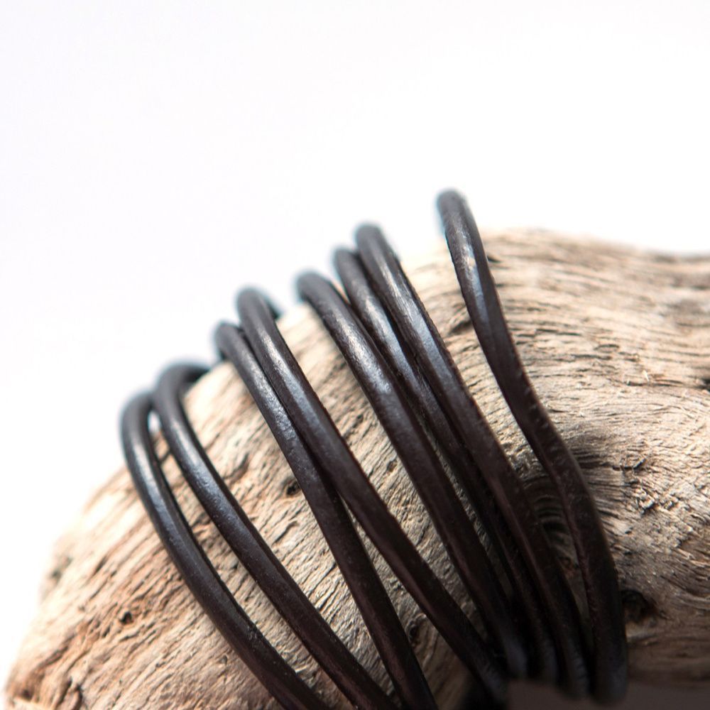 шнур кожаный, цвет коричневый темный, диаметр 3 мм