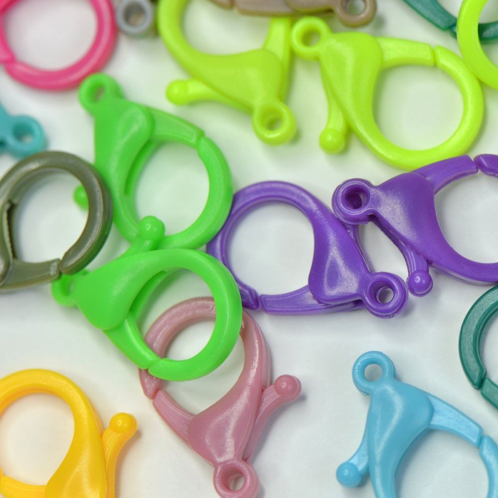 замочек-лобстер "радуга", акрил, цветовой микс, 25x18x6 мм