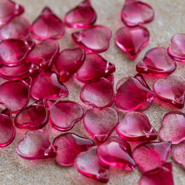 подвеска стеклянная "лепесток бальзамина", цвет прозрачный/розовый, 15x12x4.5 мм