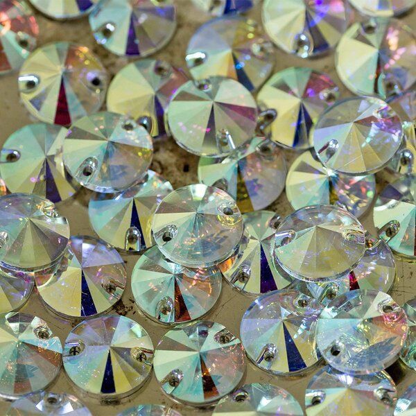 стразы пришивные rivoli, смола, бензиновые, 12 мм